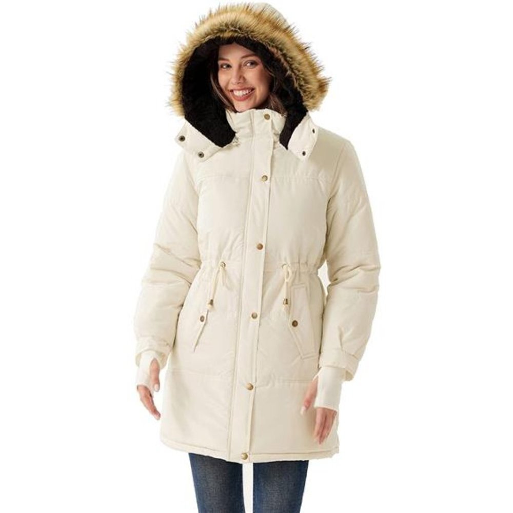 Women's Winter Coats Removable Hood Windproof Waterproof Faux Fur Jackets